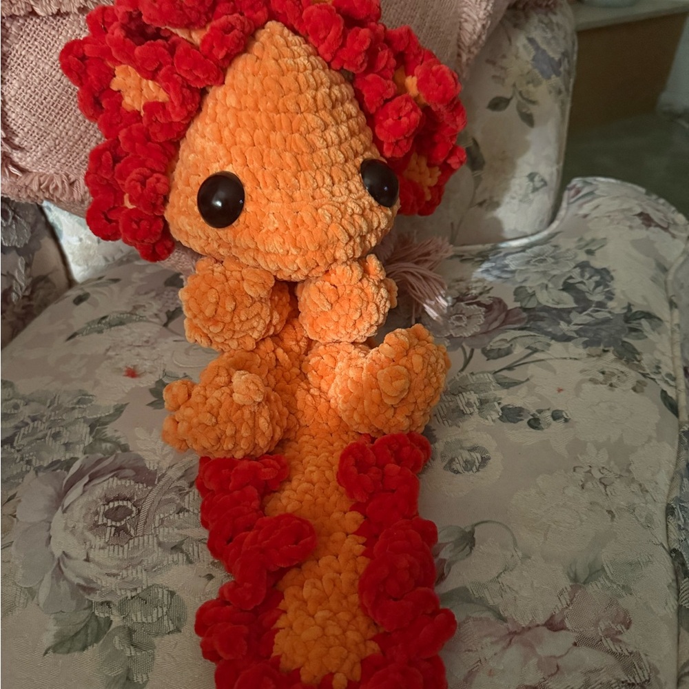 Tangerine and poppy Plush Axolotyl